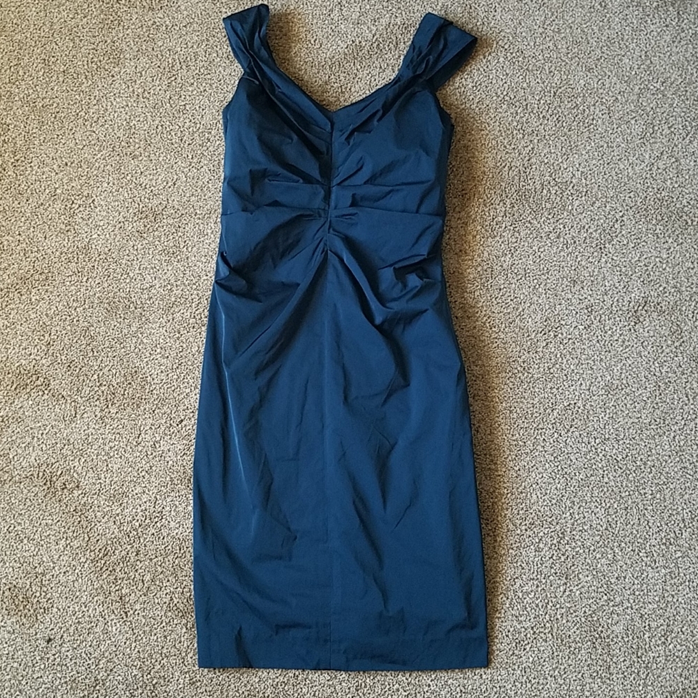 Lida Baday Dark Teal Tucked Evening Dress NWT